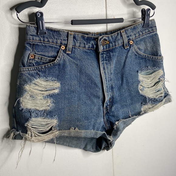 levis womens 950 shorts size 12 vintage distressed relaxed fit brown tab - Picture 3 of 8